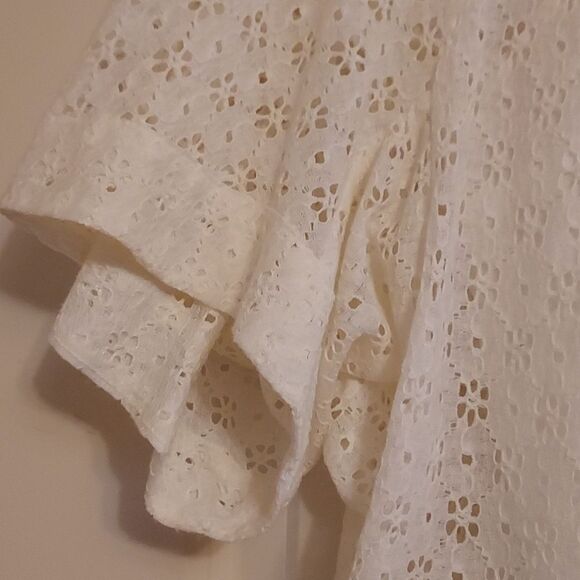 See by Chloe peasant blouse short sleeve smocked boho blouse cream - Picture 11 of 15